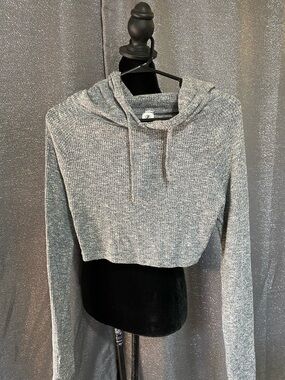 Cropped Hooded Sweatshirt - Gray